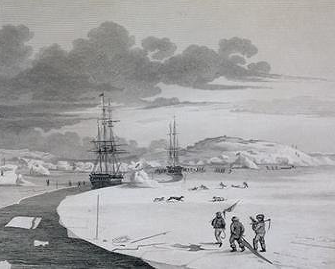Drawn and engraved by Edward Finden from a sketch by Capt. George Francis Lyon, Cutting into Winter Island, from A Journal of a North-West Passage by Capt. Parry (London, 1824) (Courtesy of Wikigallery)