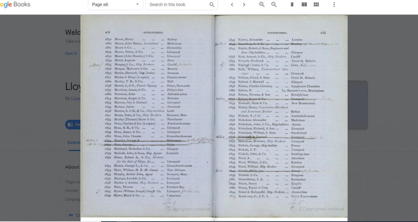 Lloyd's Register of Shipping 1861