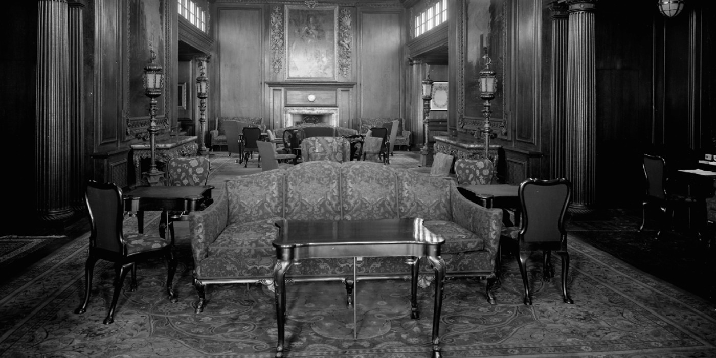 Aquitania carolean smoking room. Copyright Wikicommons - RMG_G10866