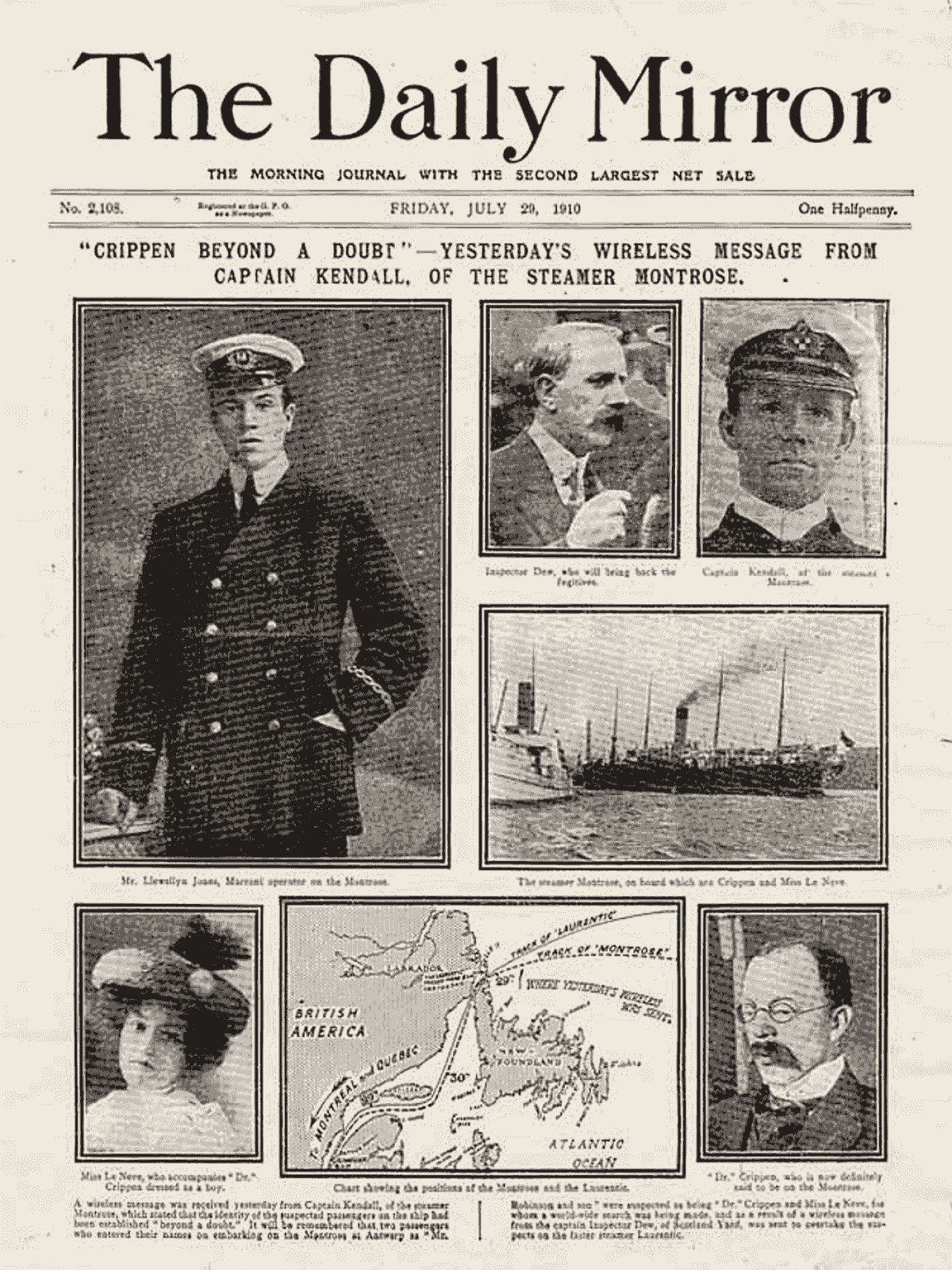 The Daily Mirror, Crippen Arrest 1910