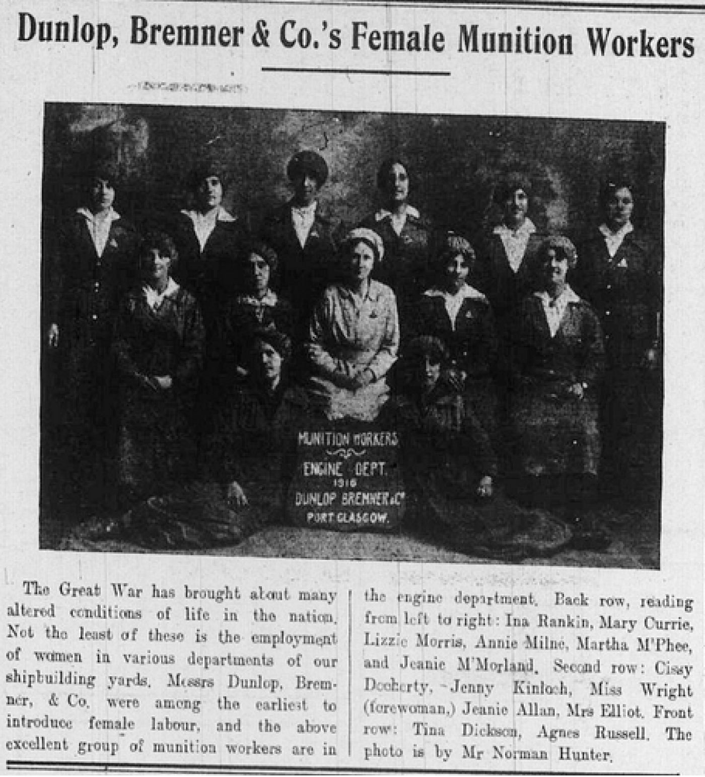 dunlop bremner & co shipyard women