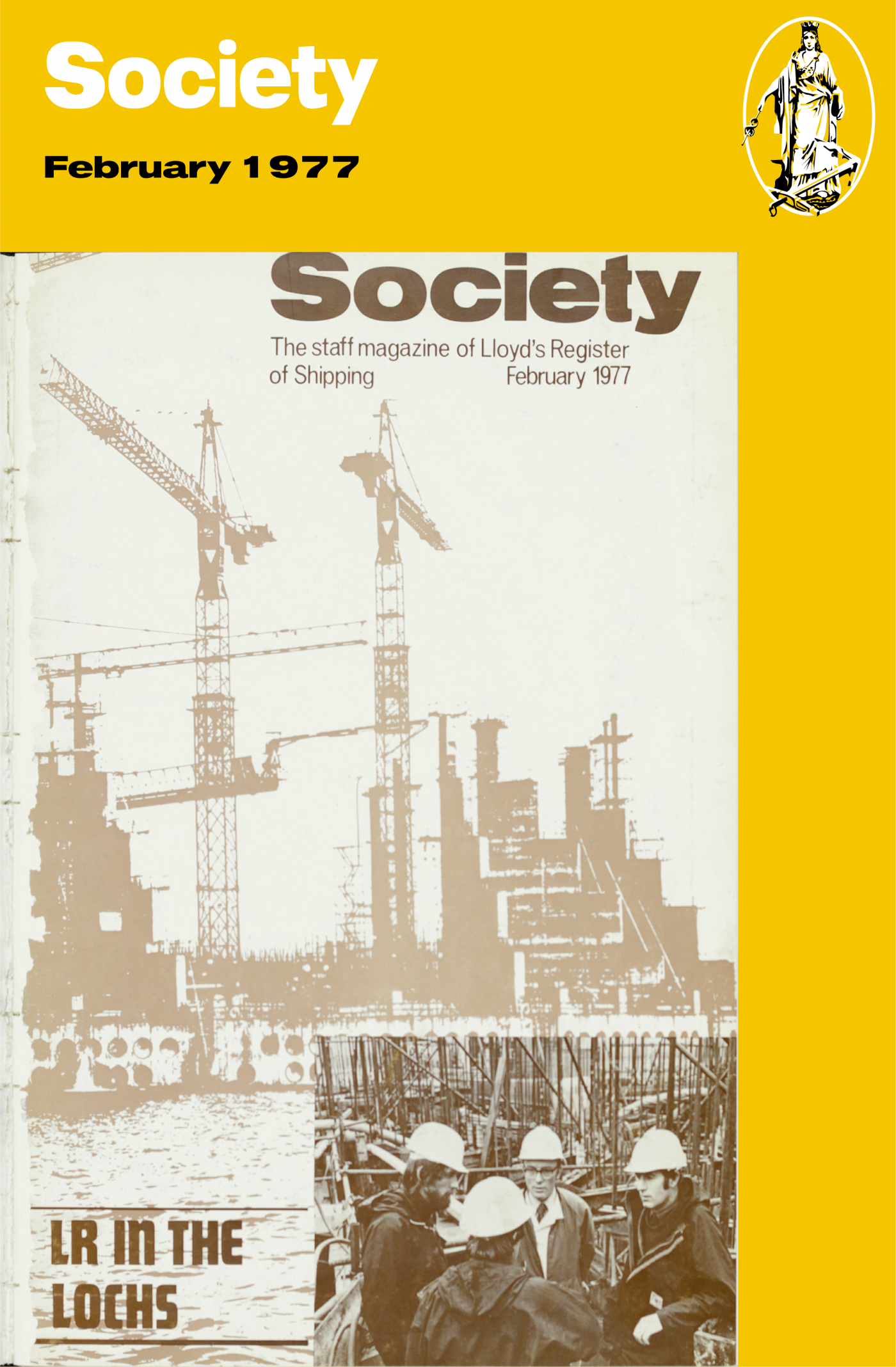 Highlights from the February 1977 edition of Society included an article on Lloyd's Register's inspection work in the Federal Republic of Germany and the famous 1976 heatwave in the UK.