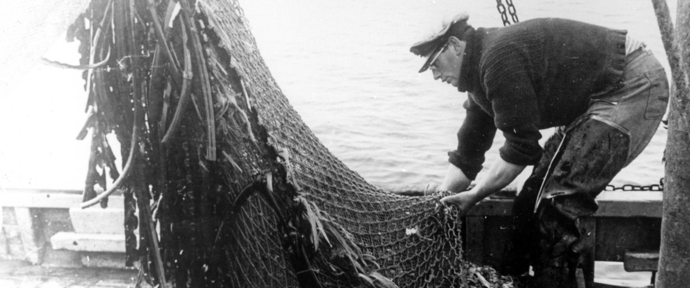 Emptying a fishing net aboard the Merlin