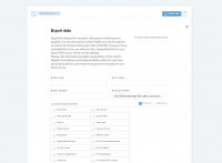 Having selected the 'Export Data' button, a form will appear. This form will allow users to input their contact details for delivery of the final export file, as well as selecting their own customised fields and export file format.