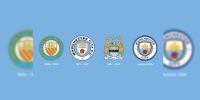 The evolution of the Manchester City badge, all of which featured the original ship design also found in the Manchester Coat of Arms. Copyright: Box to Box Football.