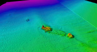 A sonar image of MFV Tuskar. The vessel was carrying a cargo of salt when she struck a reef off the Isle of Man in 1961. 