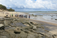 Figure 3: Ocean Decade Societal Outcome: A safe ocean. MUCH informs the understanding of coastal inhabitation and intervention in the past and present— including the impact of previous catastrophes—to identify risks, present examples of human adaptations, and to encourage resilience. For example, historical coastal settlements like this one at Ngomeni, Kenya, are affected by sea level rise and creeping sand dunes – impacts the nearby fishing-based communities are also experiencing (Photo: © Athena Trakadas).